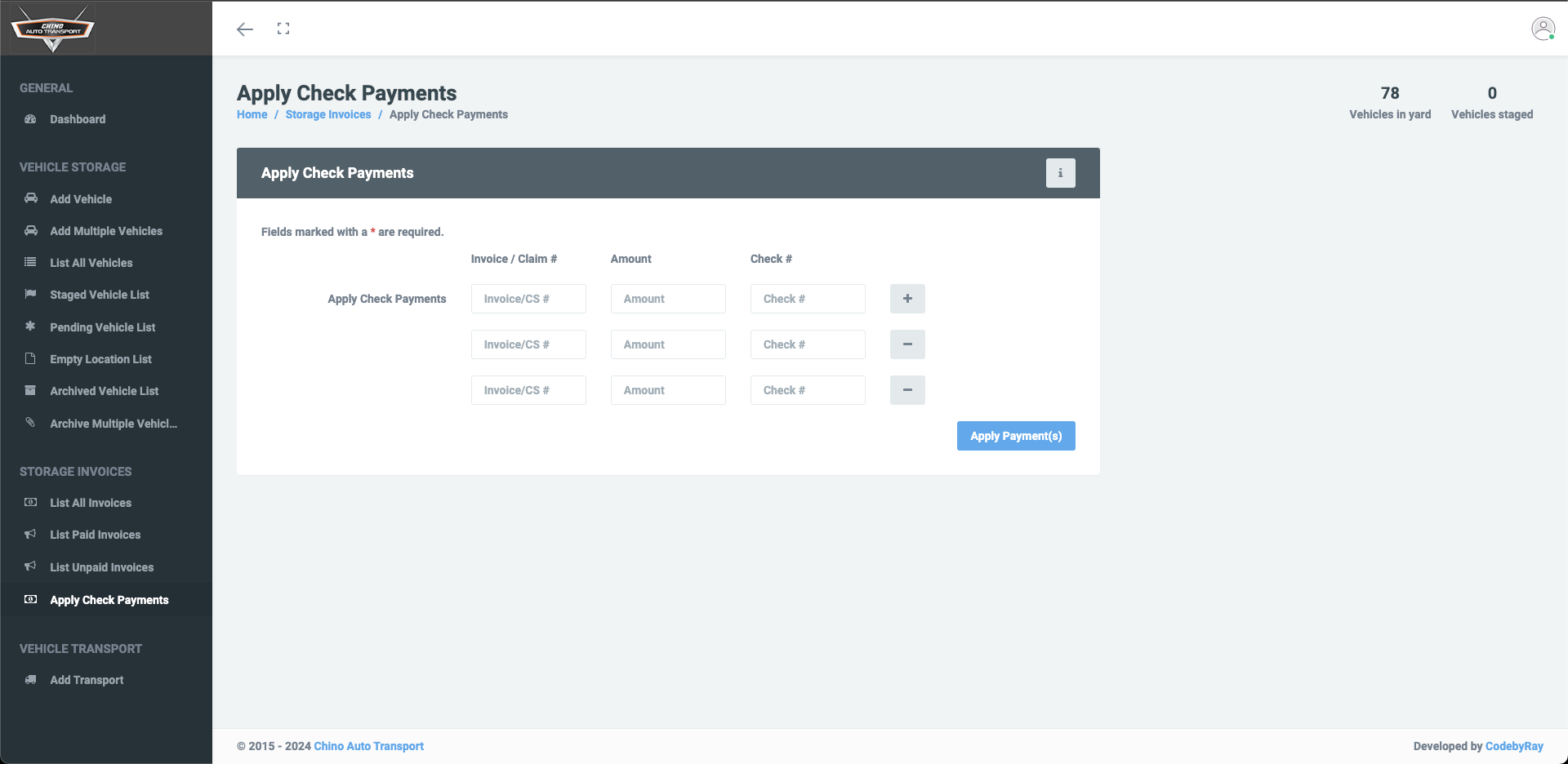 Chino Auto Billing Platform — payments